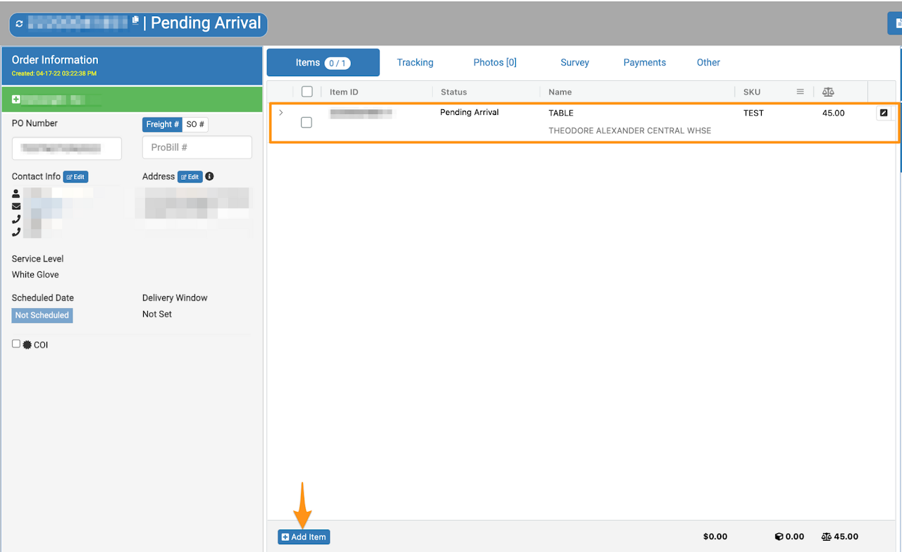 Add a Line Item on an existing Order