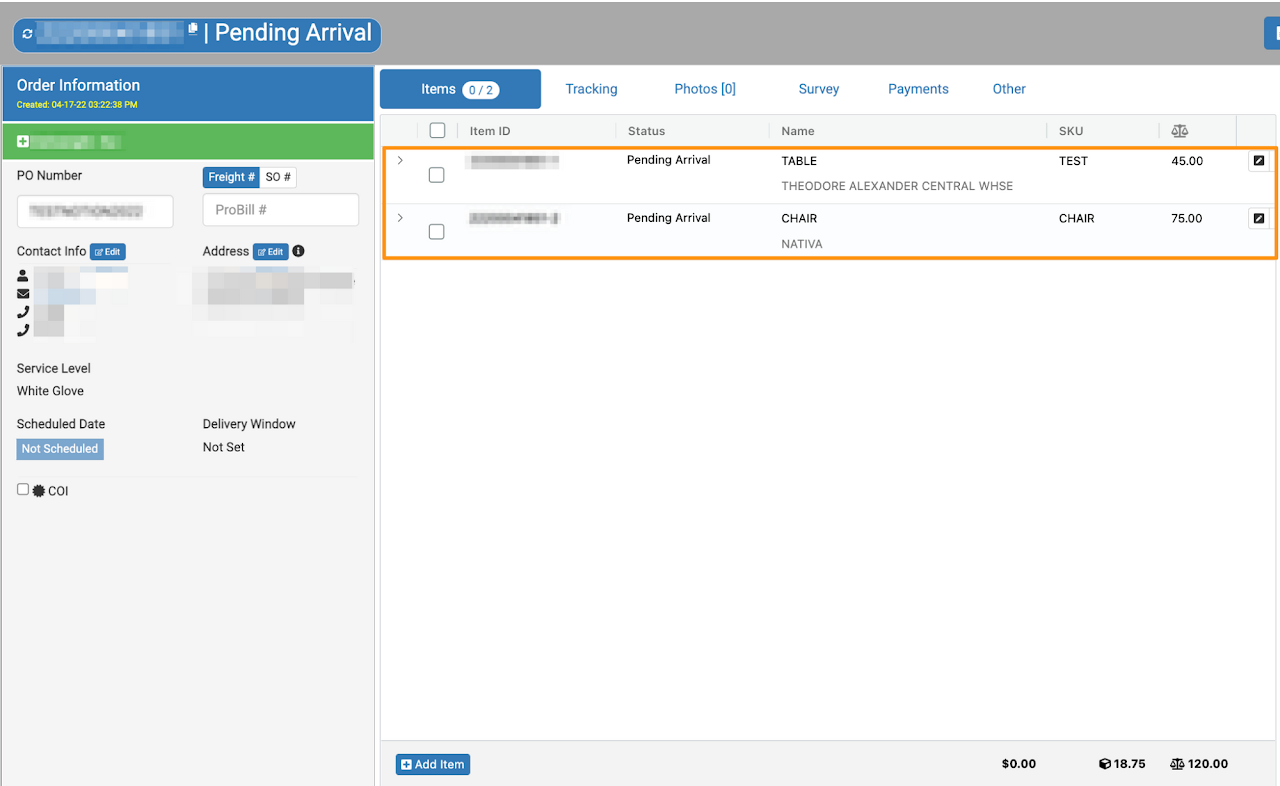Add a Line Item on an existing Order