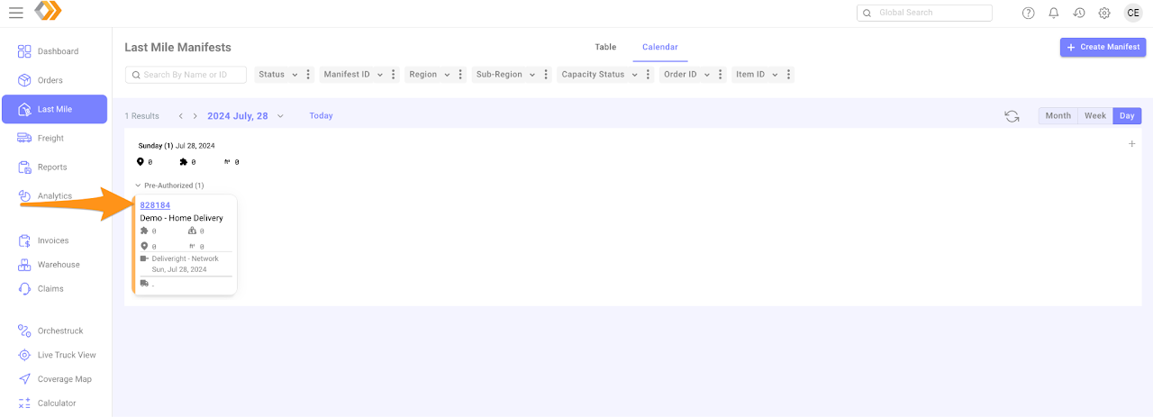 Add an Order to an Existing Manifest