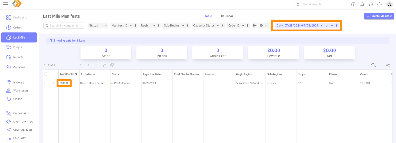 Add an Order to an Existing Manifest