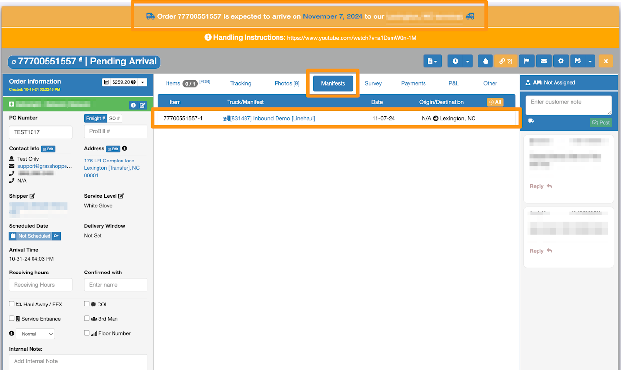 Add Order(s) to an Inbound Manifest