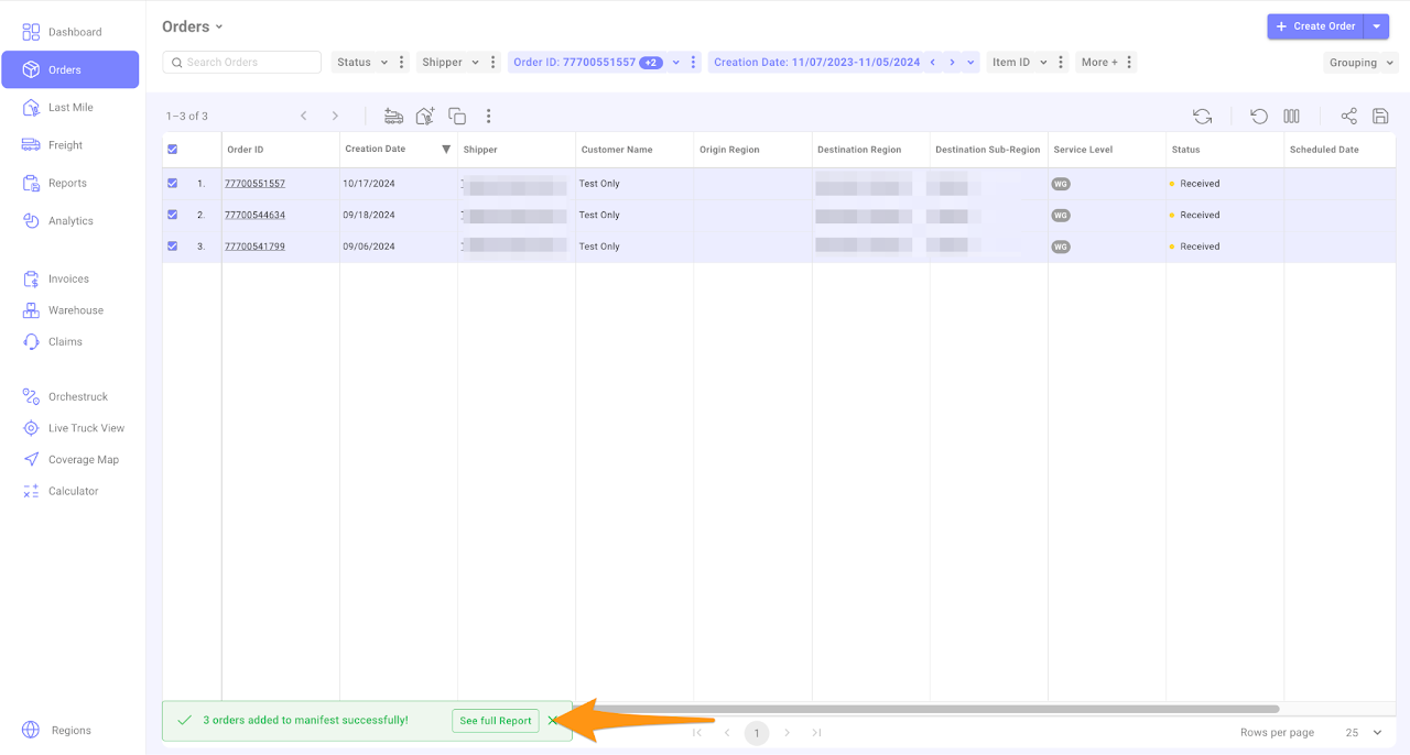 Adding Multiple Stops to a Last Mile Manifest 