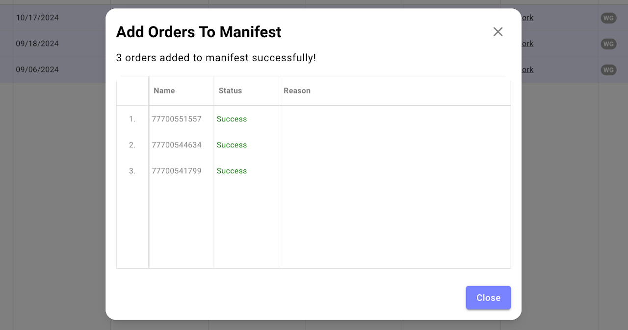 Adding Multiple Stops to a Last Mile Manifest 