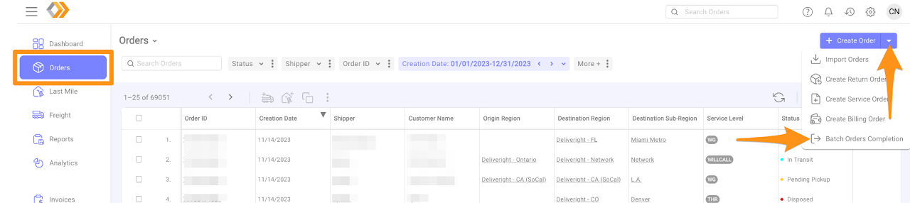 Batch Orders Completion