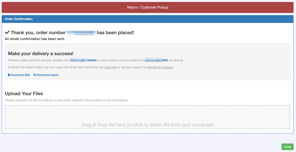 Booking a Pick Up Order for Disposition