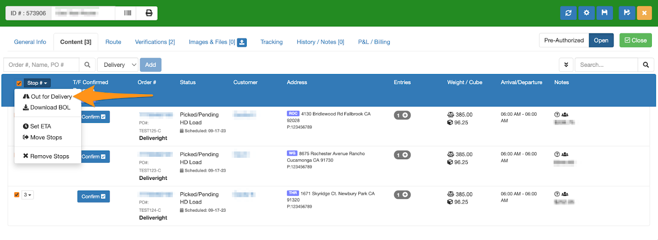 Bulk Change of Order Status into Out for Delivery