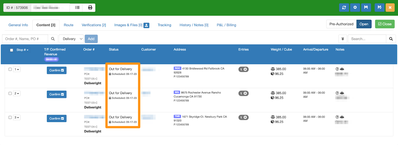 Bulk Change of Order Status into Out for Delivery