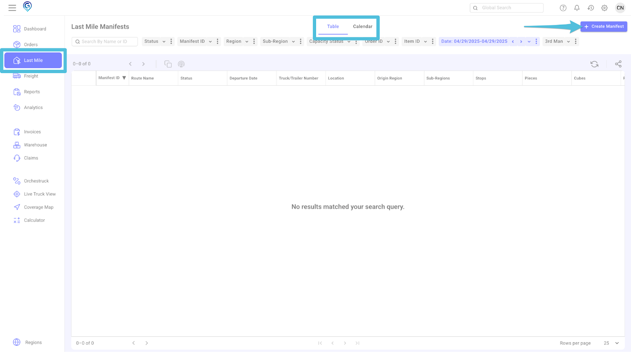 Create a Home Delivery Manifest / Open Resource