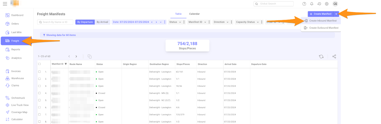 Create an Inbound Manifest