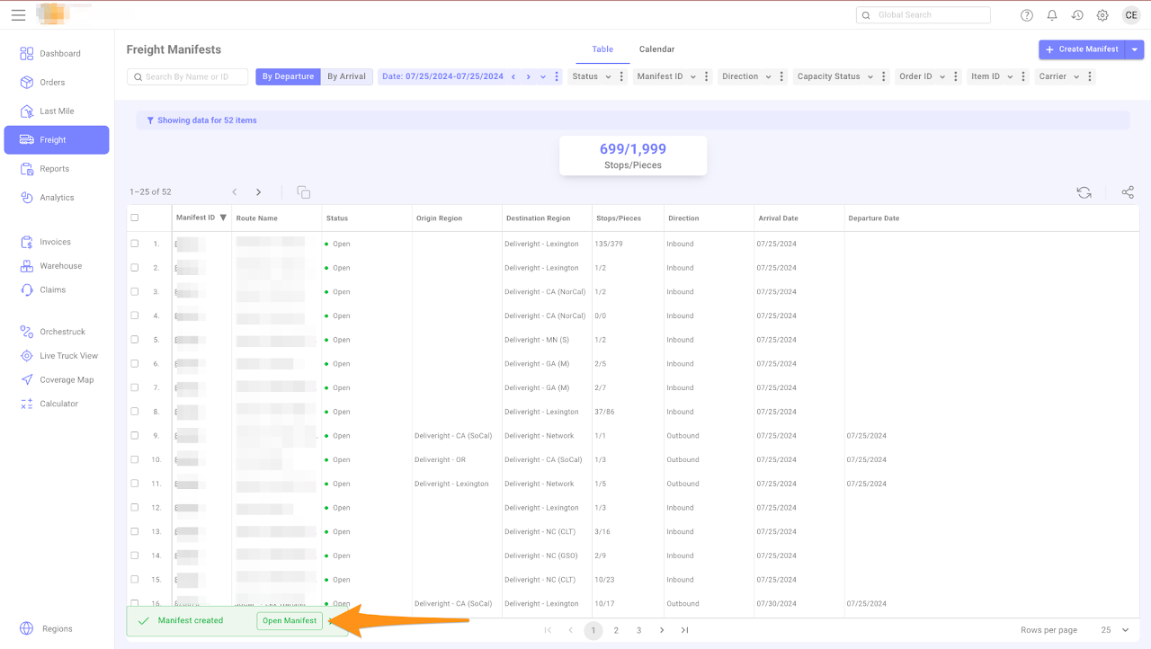 Create an Inbound Manifest