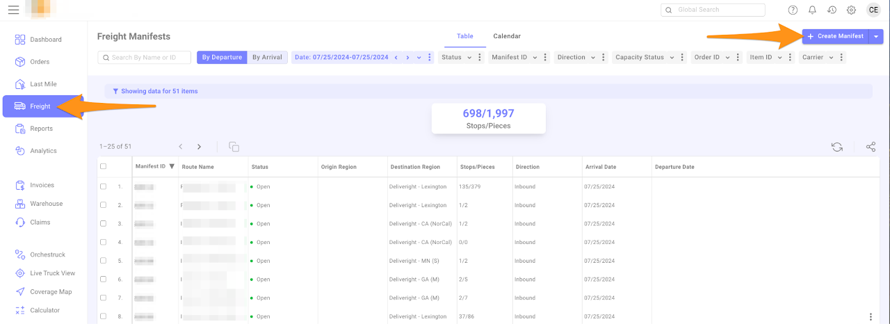 Create an Inbound Manifest