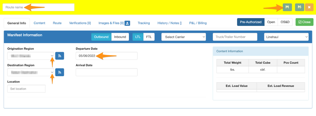 Create an Outbound Manifest (Warehouse Pickup by a Carrier)