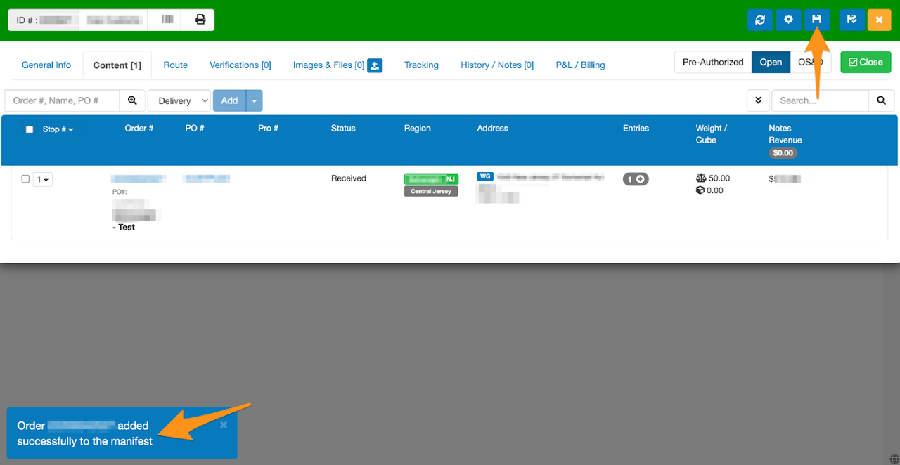 Create an Outbound Manifest (Warehouse Pickup by a Carrier)