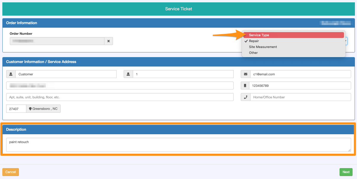 Create Service Ticket