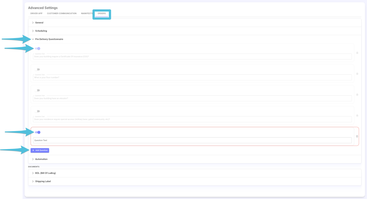 Enable and Add Questionnaire(s) 