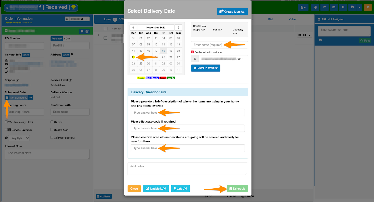 How to use Delivery Questionnaire