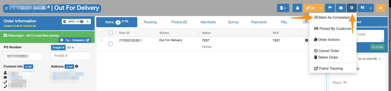 Manually Close an Order