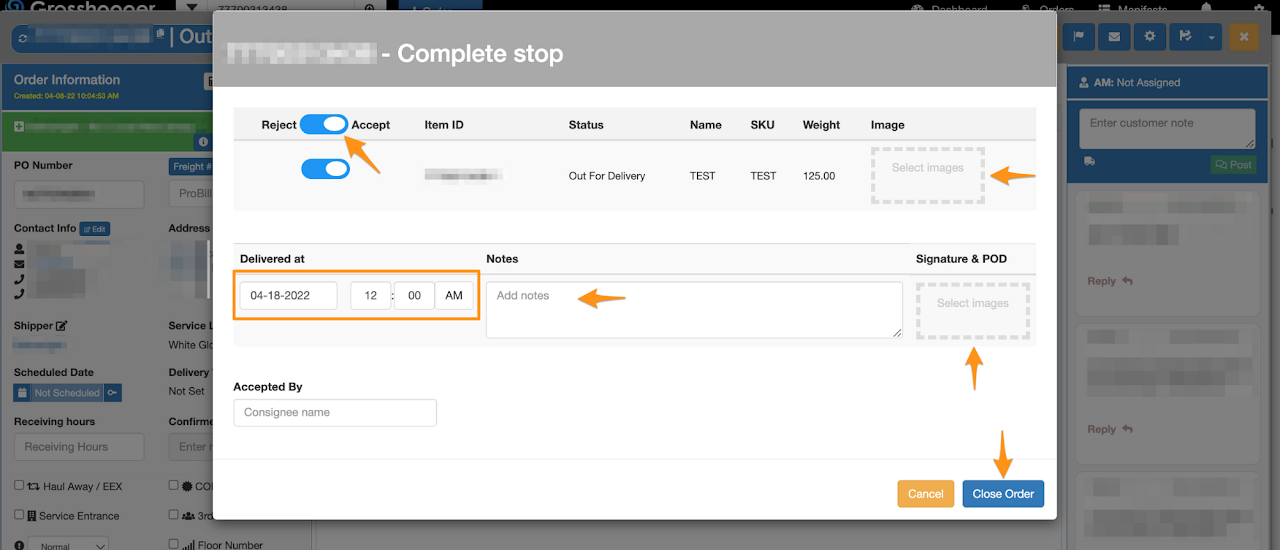 Manually Close an Order