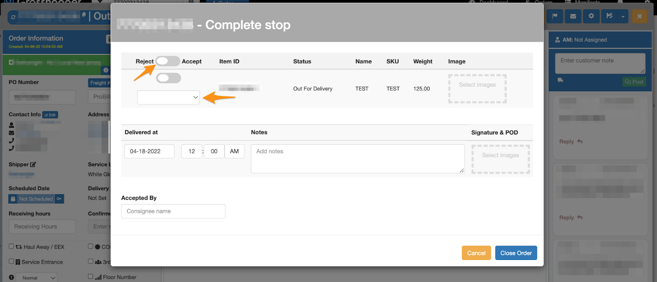 Manually Close an Order