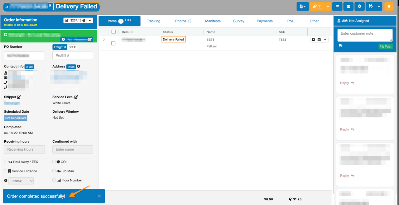 Manually Close an Order
