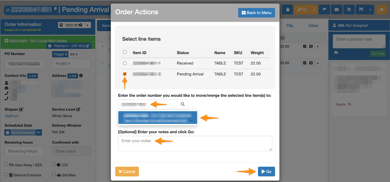 Move/Merge an Order