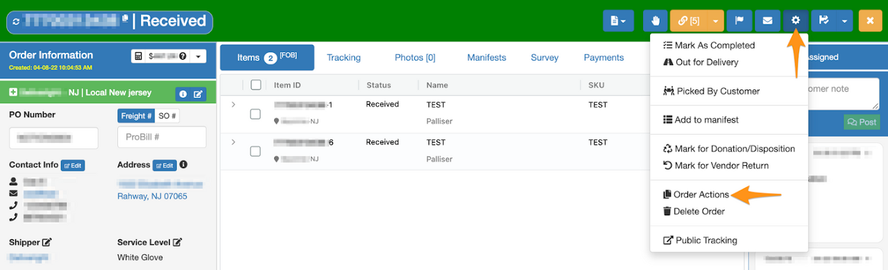 Reassign an Order/Item