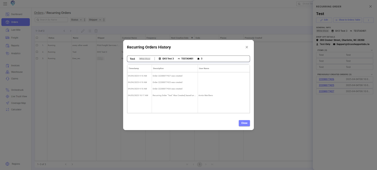 Recurring Orders
