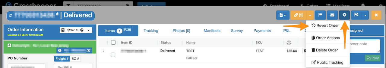 Revert Order Manually