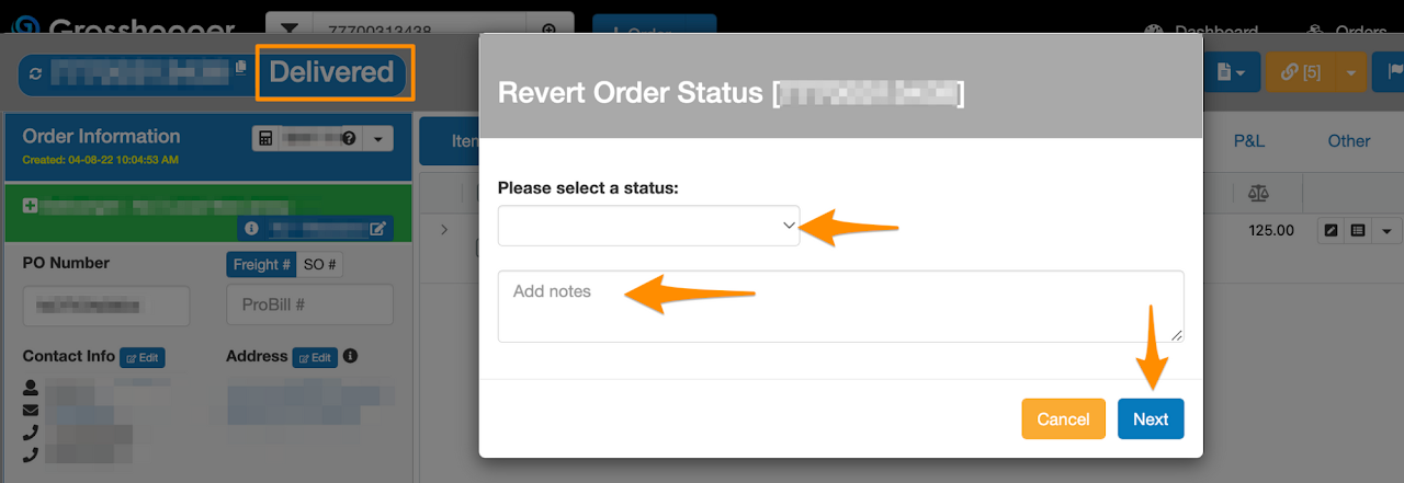 Revert Order Manually