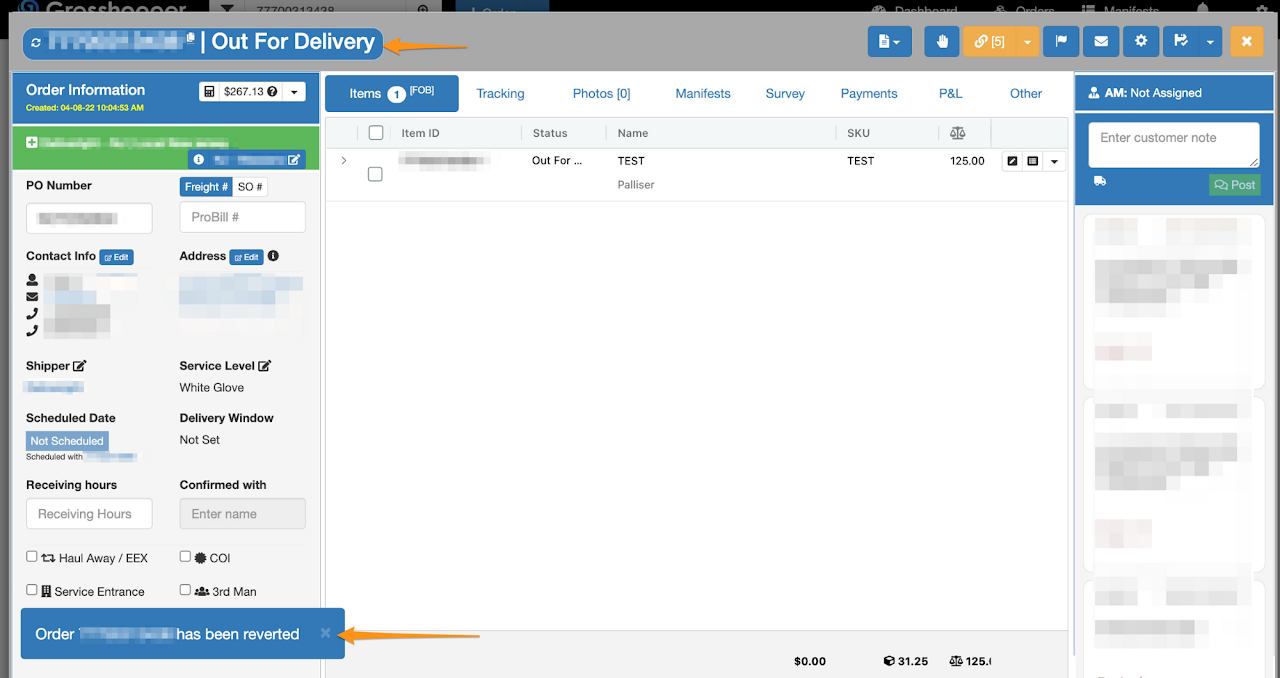 Revert Order Manually