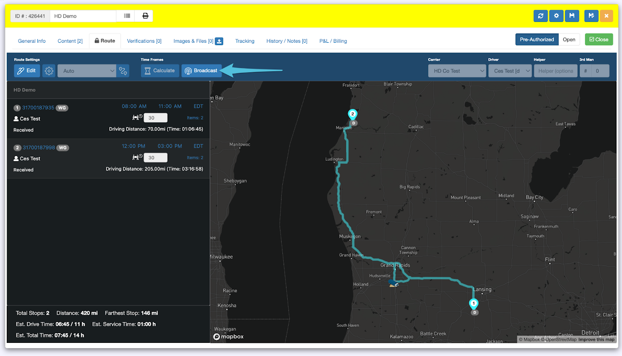 route-set-time-frame-broadcast-time-frame-and-assign-contractor-driver
