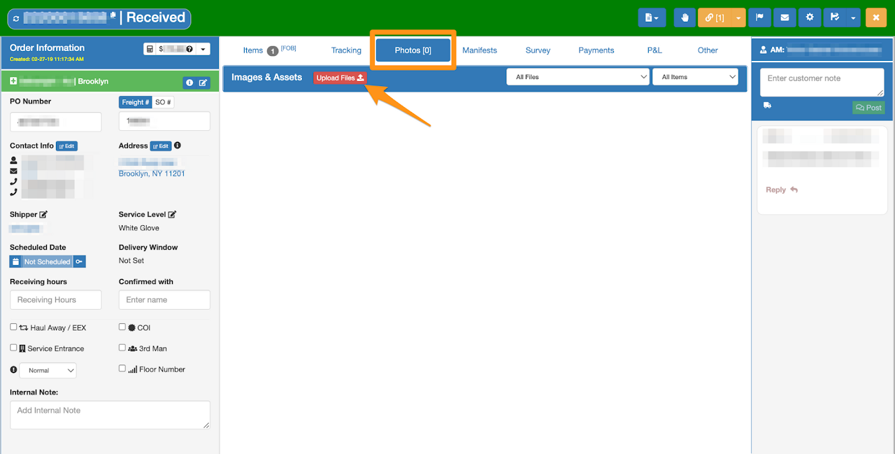 Upload and Download Files in the Order
