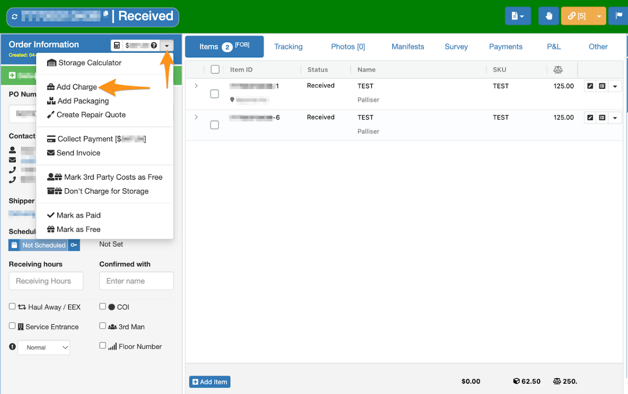 Add Charge to Existing Order