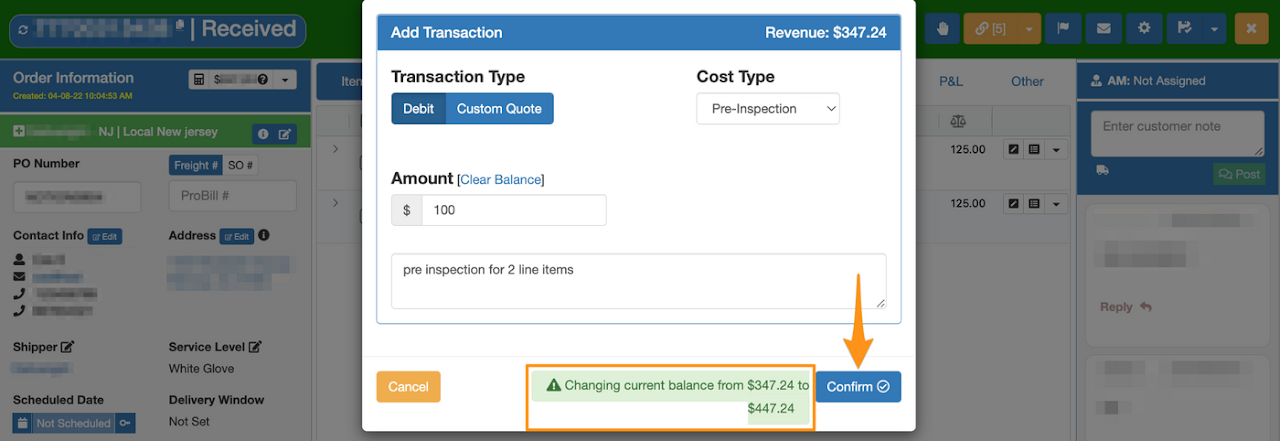 Add Charge to Existing Order
