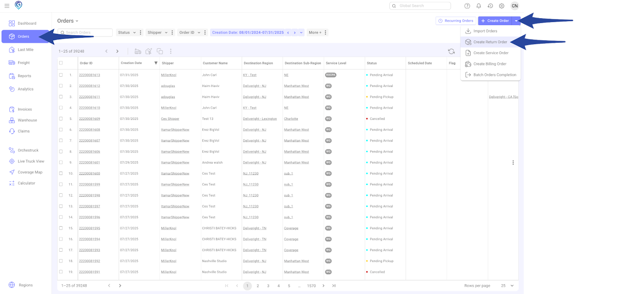 Booking a Pick Up Order - Disposition / Return to Vendor