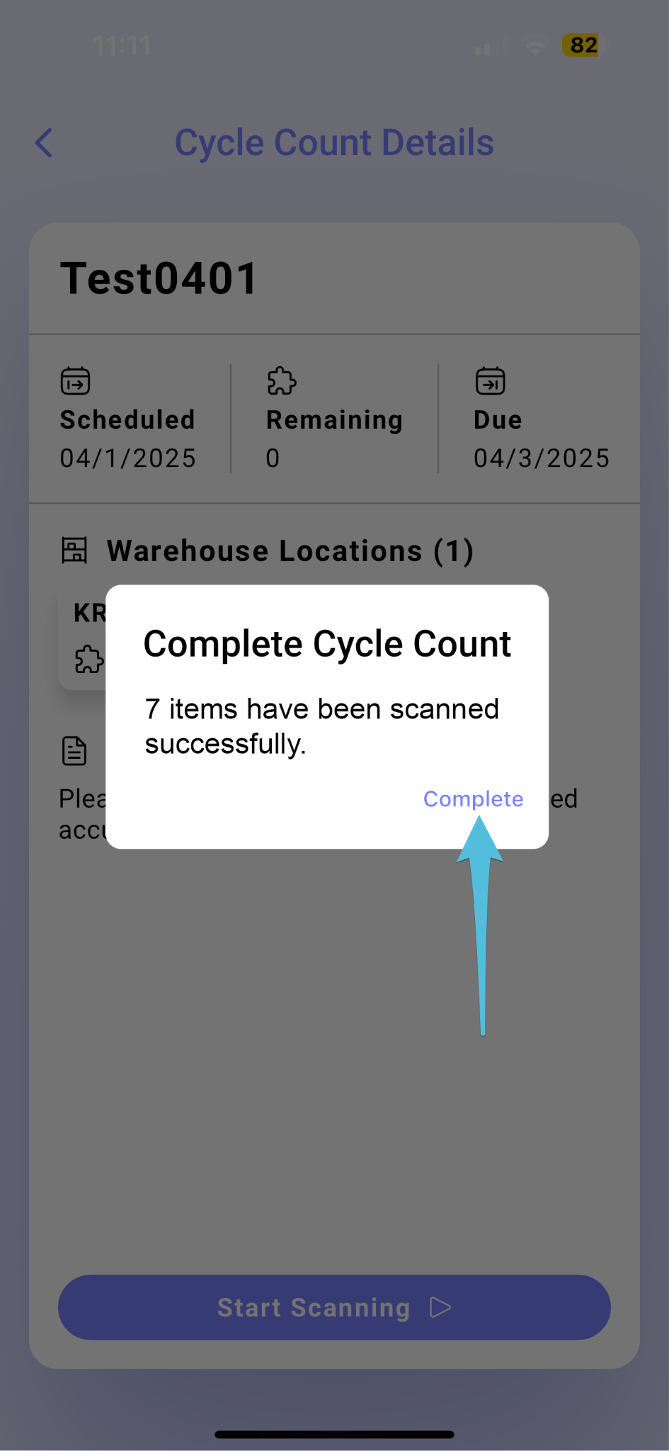 Complete a Cycle Count