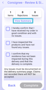 Complete a Delivery: Accepted