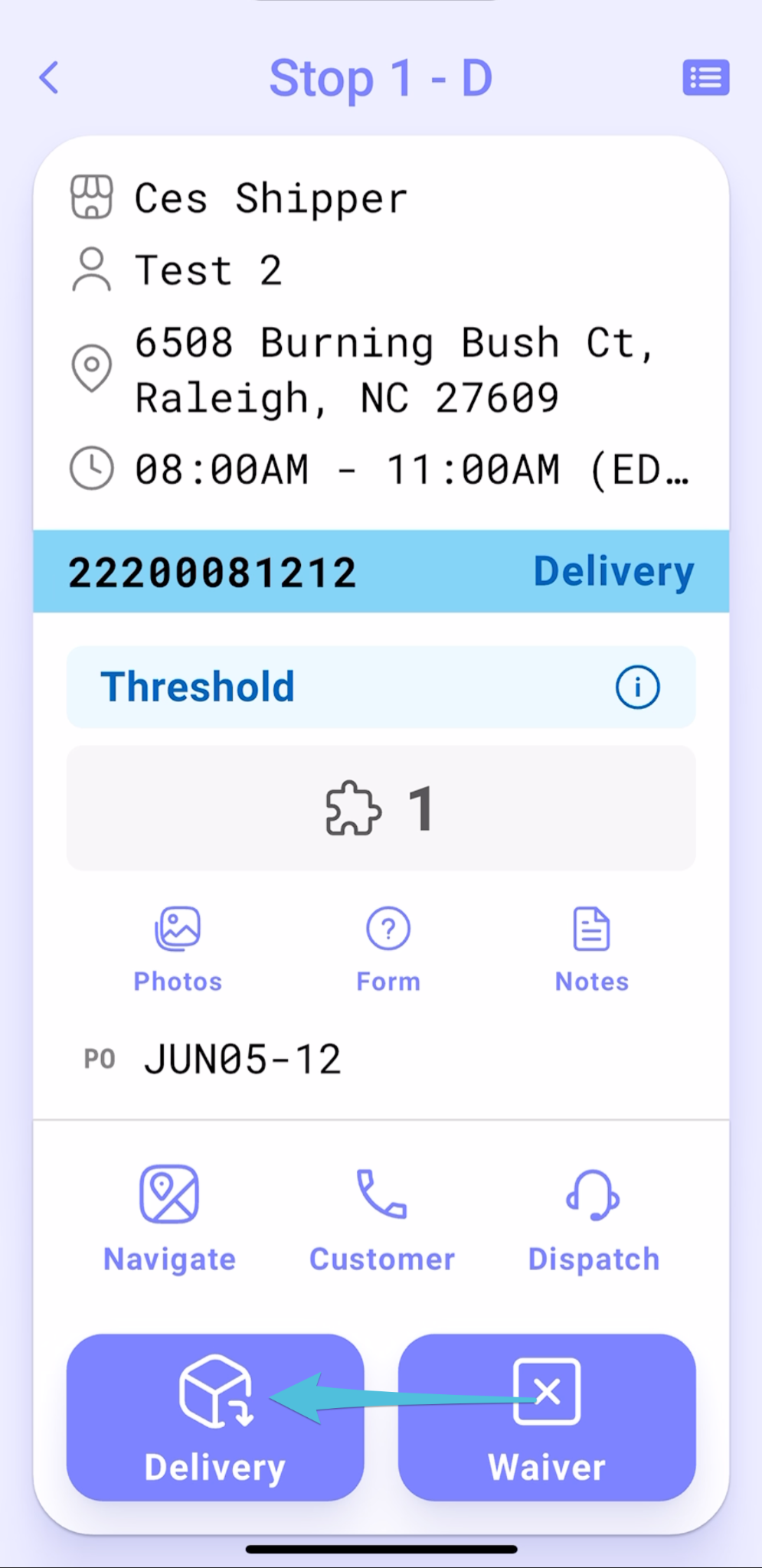 Complete a Delivery: Accepted