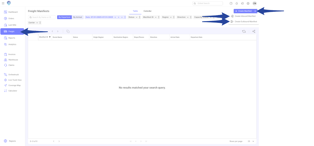 Create Freight Manifest