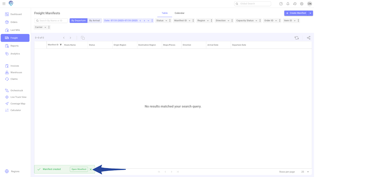 Create Freight Manifest