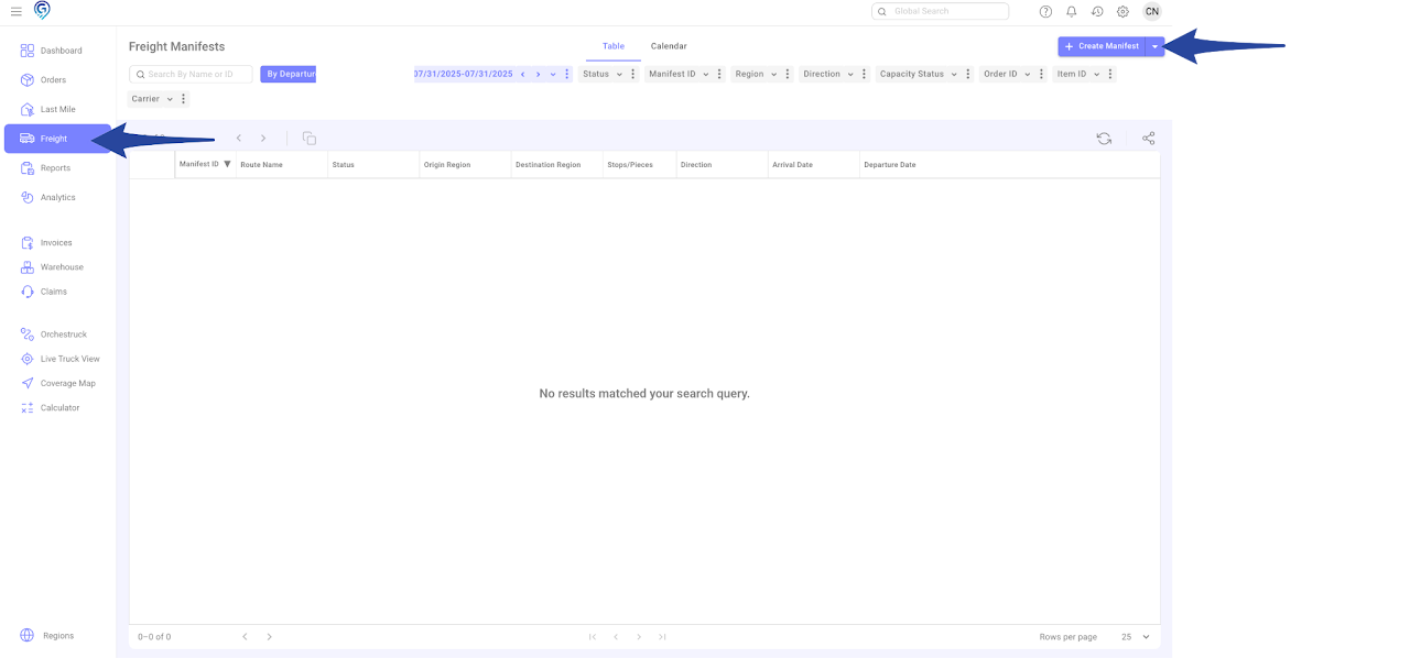 Create Freight Manifest
