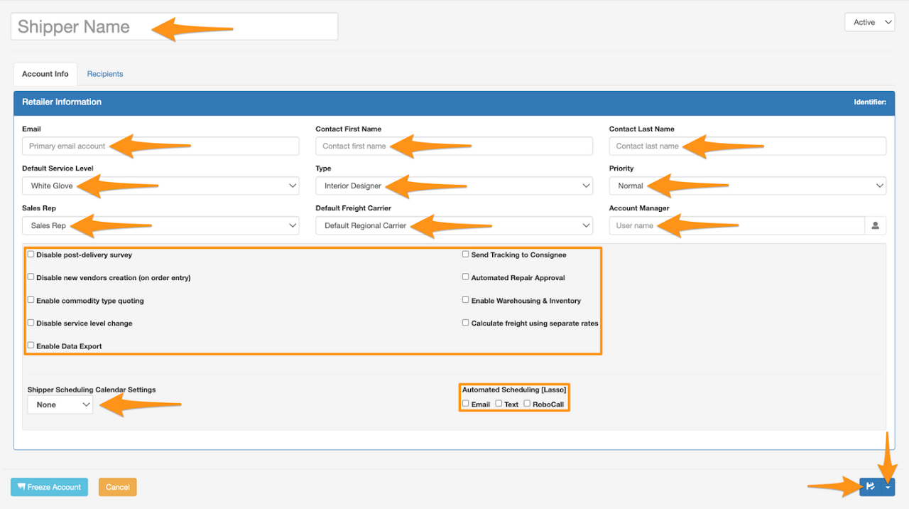 Create Shipper Account