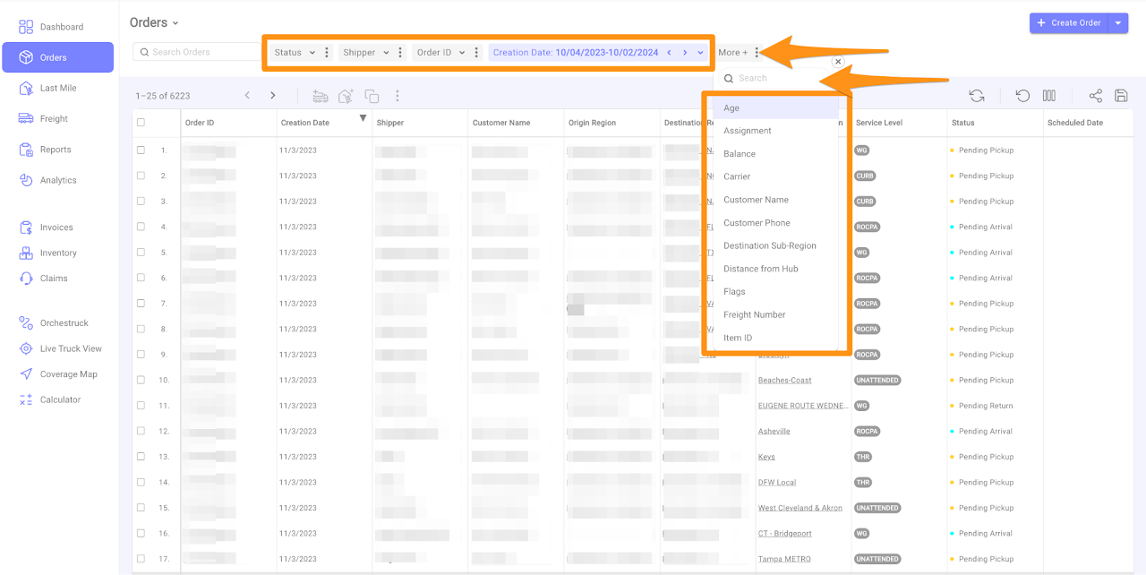 Customize Orders View