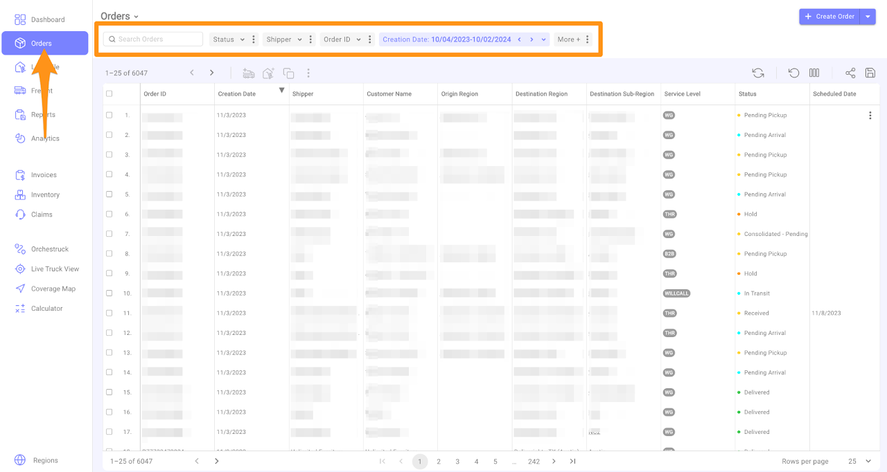 Customize Orders View