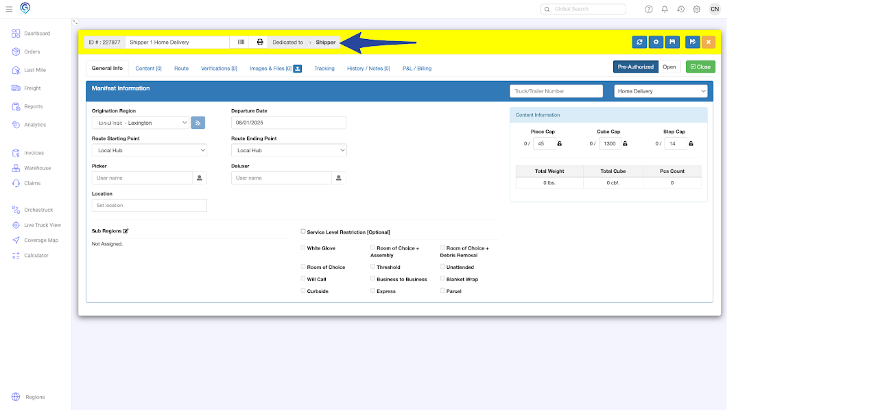 Dedicated Account Manifest