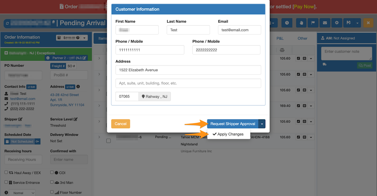 Edit Customer's Information