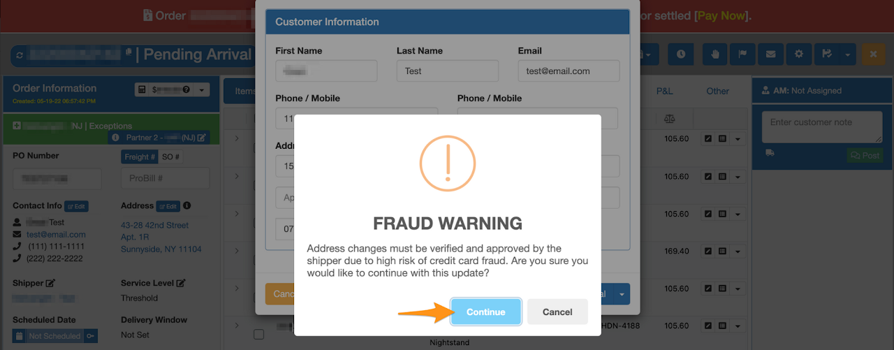 Edit Customer's Information