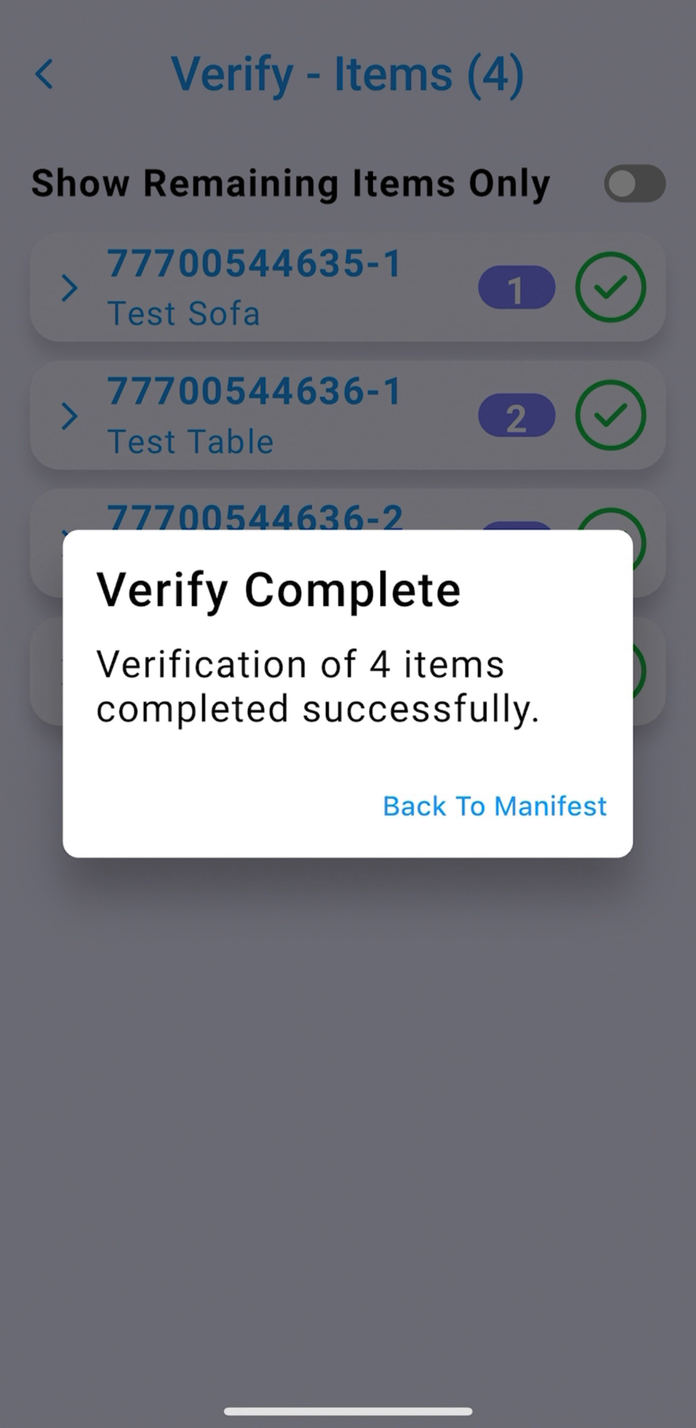 Home Delivery - Verification