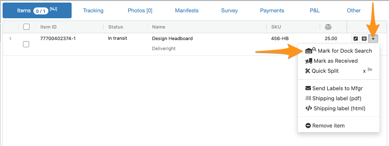 Mark Item for Dock Search
