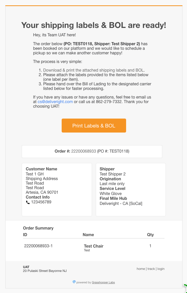 Order Communications